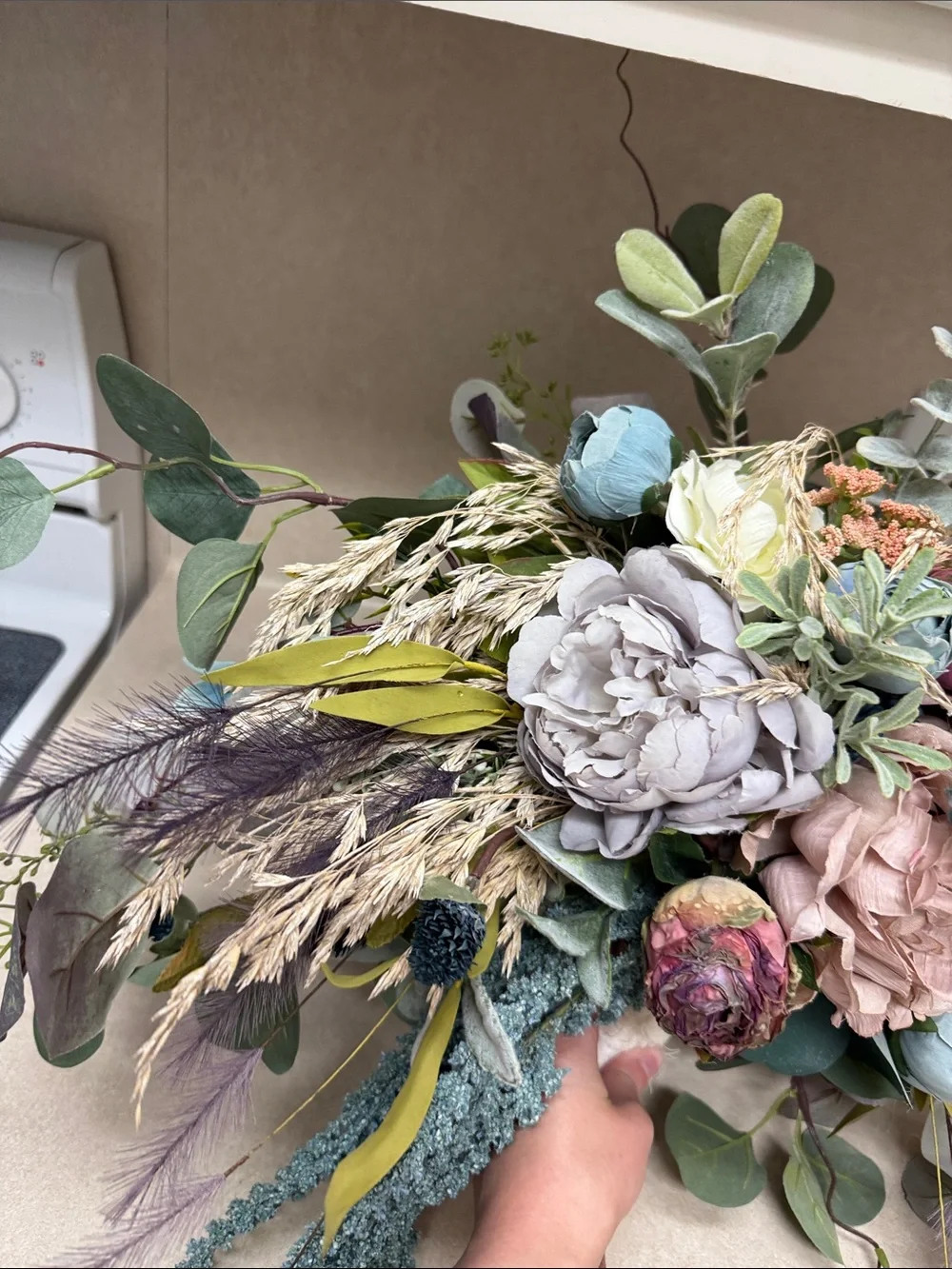 Handcrafted Mixed Floral Bouquet in Dusty Blue, Mauve & Sage -